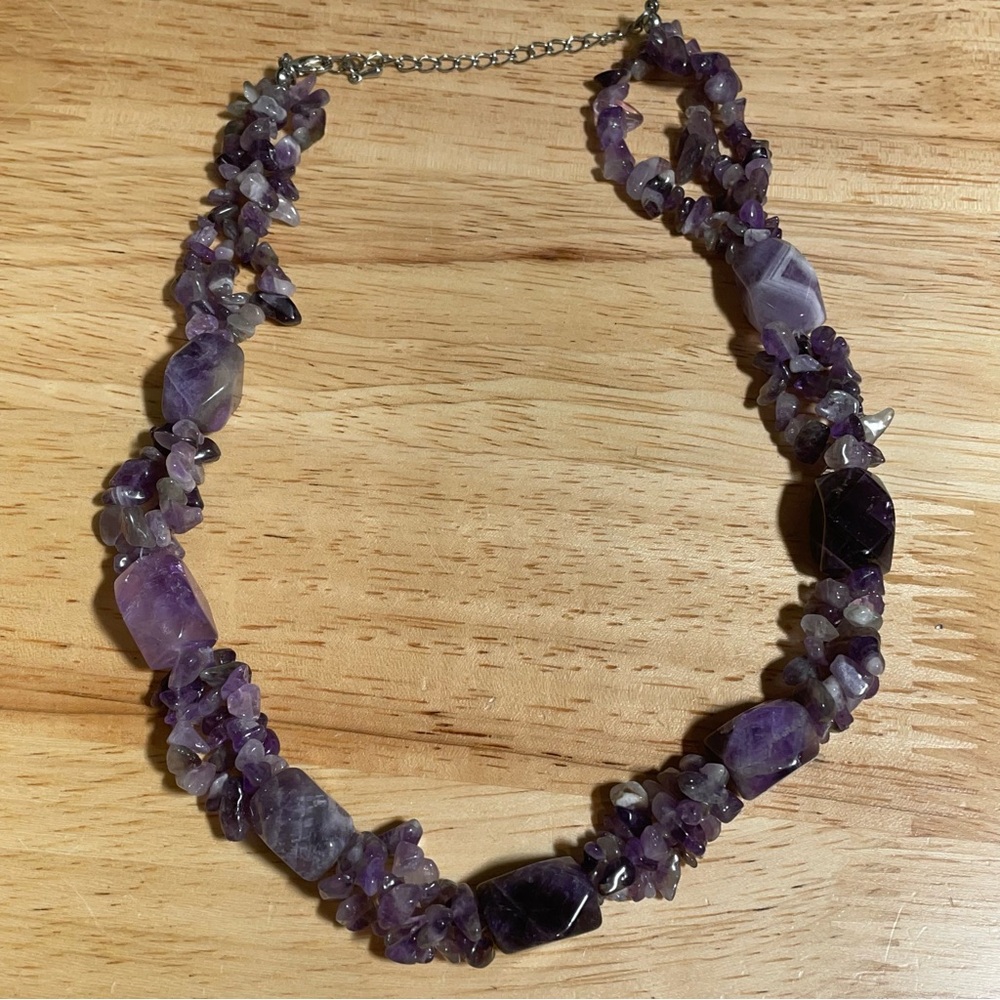 Natural Amethyst Multilayer Statement Necklace - image 2